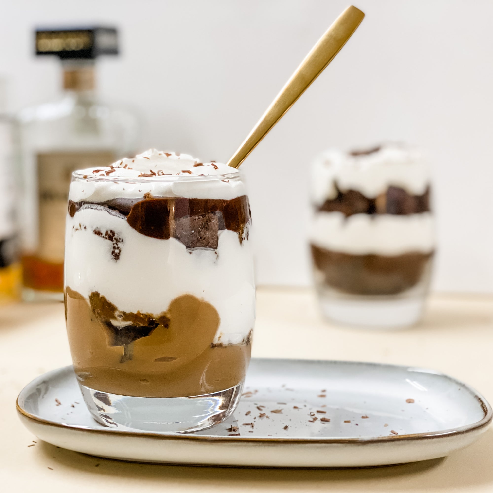 Brownie Trifle with Amaretto Whipped Cream